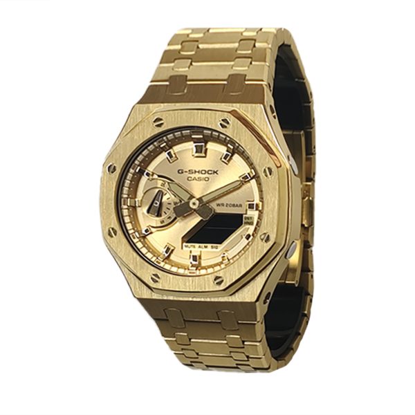 Кастомные часы Casio G-Shock G-Shock GA-2100 Золотой кастом — нержавеющая сталь, металлический браслет, золотые. Купить ка...