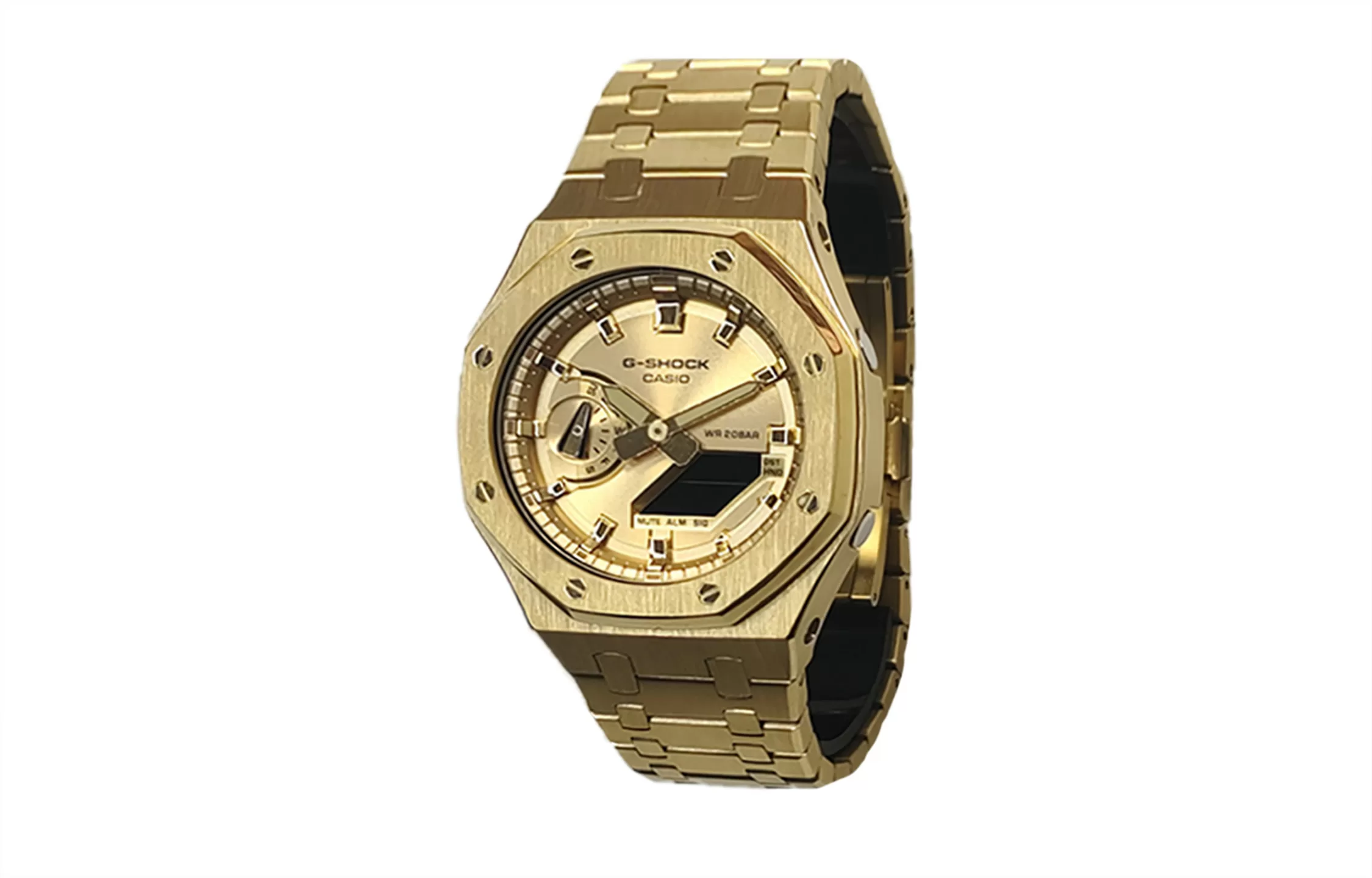 Кастомные часы Casio G-Shock G-Shock GA-2100 Золотой кастом — нержавеющая сталь, металлический браслет, золотые. Купить ка...