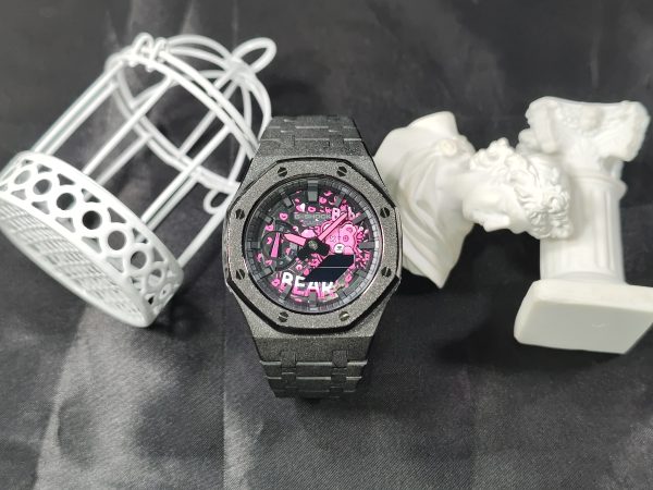 Кастомные часы Casio G-Shock GA-2100 — чёрный матовый браслет и чёрный безель — фото 3