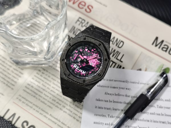 Кастомные часы Casio G-Shock GA-2100 — чёрный матовый браслет и чёрный безель — фото 8