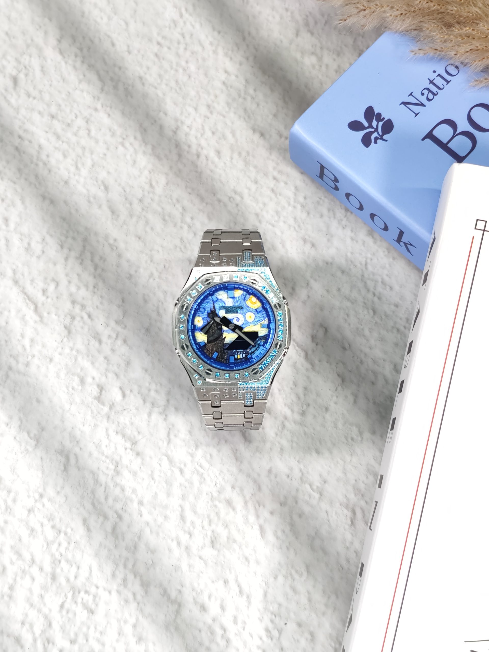 Кастомные часы CASIO GA2100 | Мод | CasiOAK Custom Кастомные часы Casio G-Shock GA-2100 — серебристый браслет и голубой безель с кристаллами