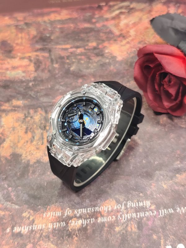 Кастомные часы Casio G-Shock GA-2100 — тёмный каучуковый ремешок и цветной безель с кристаллами — фото 8