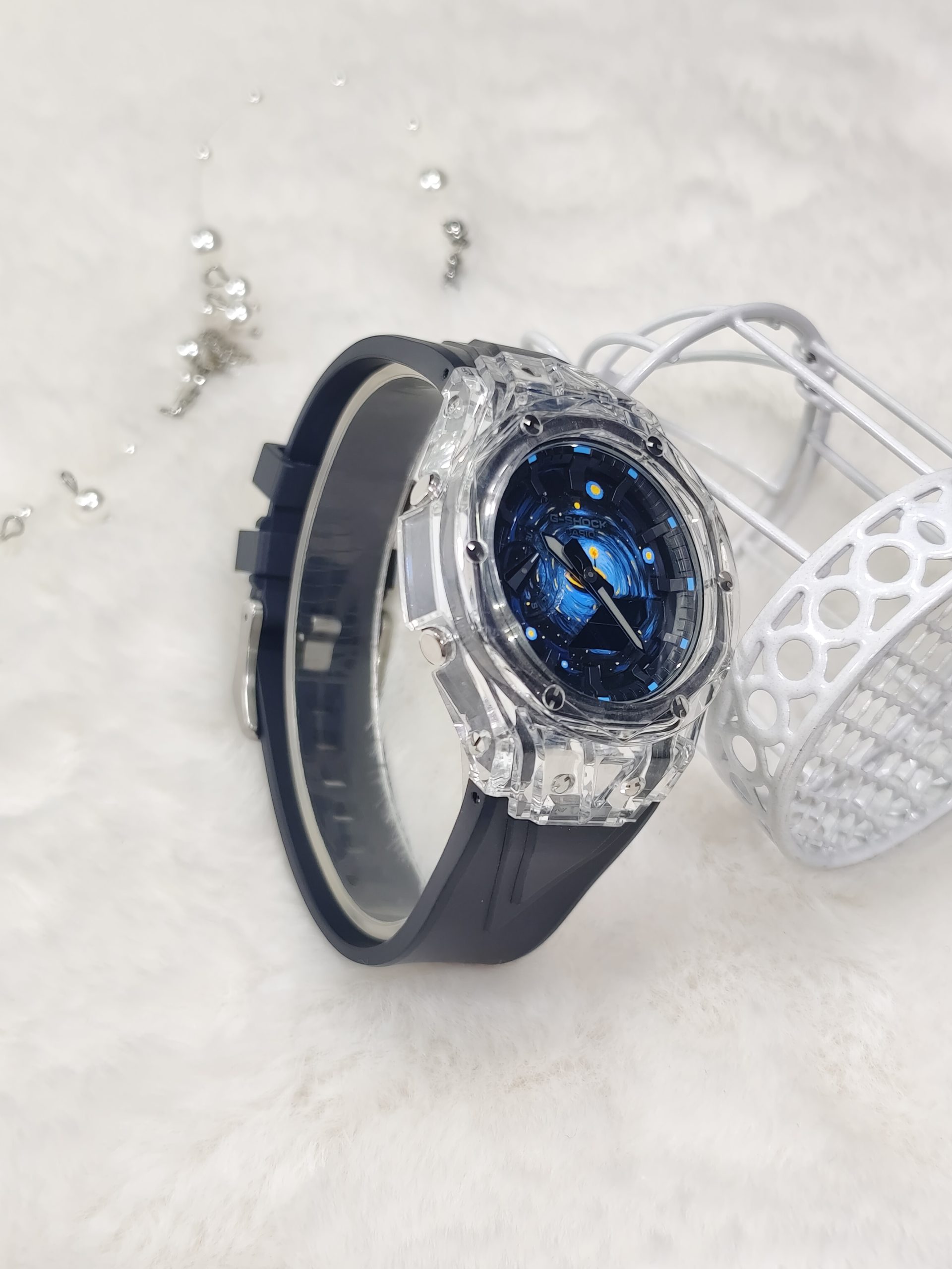 Кастомные часы CASIO GA2100 | Мод | CasiOAK Custom Кастомные часы Casio G-Shock GA-2100 — тёмный каучуковый ремешок и цветной безель с кристаллами