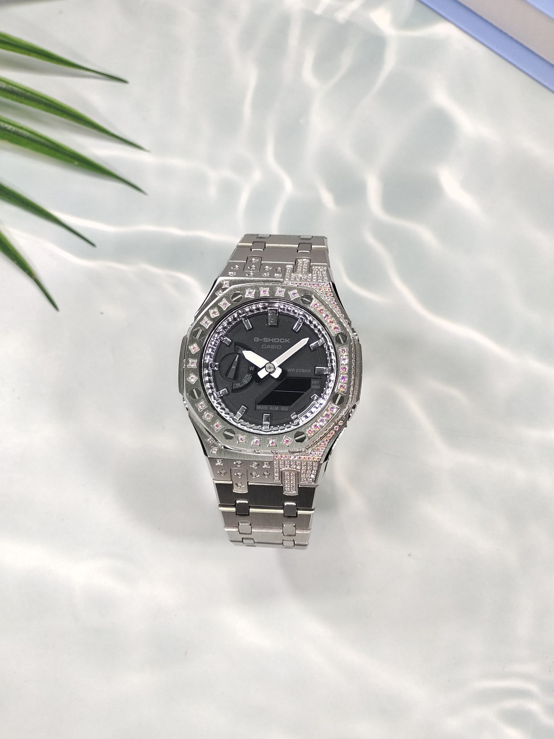 Кастомные часы CASIO 1A | Мод | CasiOAK Custom Кастомные часы Casio G-Shock GA-2100 — стальной браслет, безель с кристаллами и чёрный циферблат