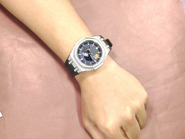 Кастомные часы Casio G-Shock GA-2100 — синий циферблат и чёрный ремешок — фото 6