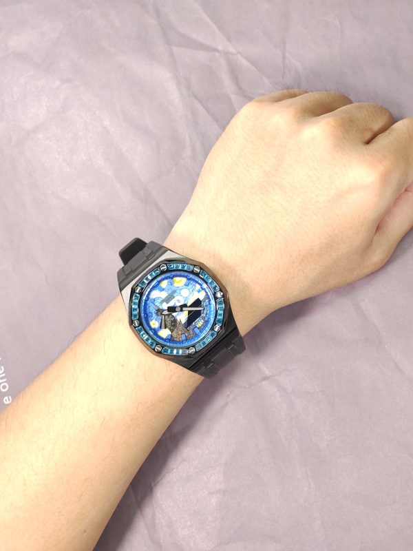 Кастомные часы Casio G-Shock GA-2100 — звёздный циферблат и чёрный ремешок — фото 8