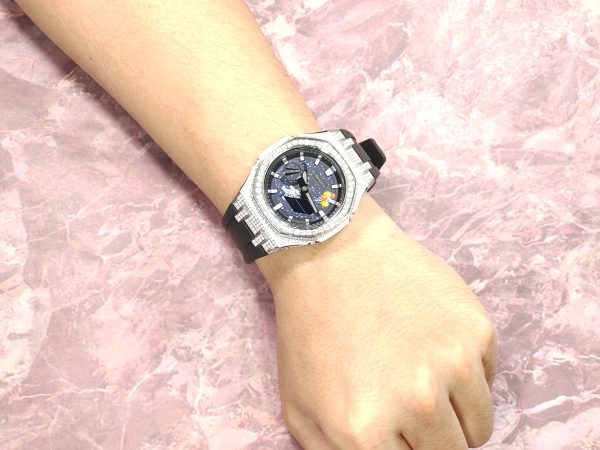 Кастомные часы Casio G-Shock GA-2100 — синий циферблат и чёрный ремешок — фото 8