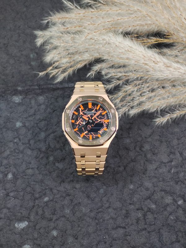 Кастомные часы Casio G-Shock GA-2100 — бронзовый корпус и тёмный циферблат — фото 4
