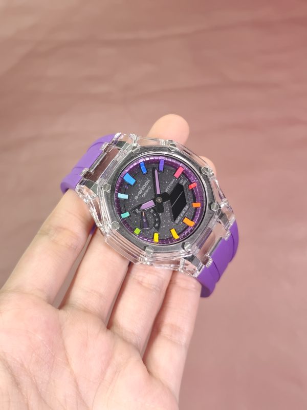 Кастомные часы Casio G-Shock GA-2100 — Прозрачный корпус и Цветные индексы — фото 6