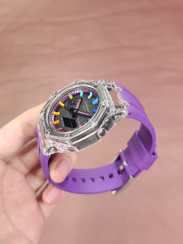 Кастомные часы Casio G-Shock GA-2100 — Прозрачный корпус и Цветные индексы — фото 7