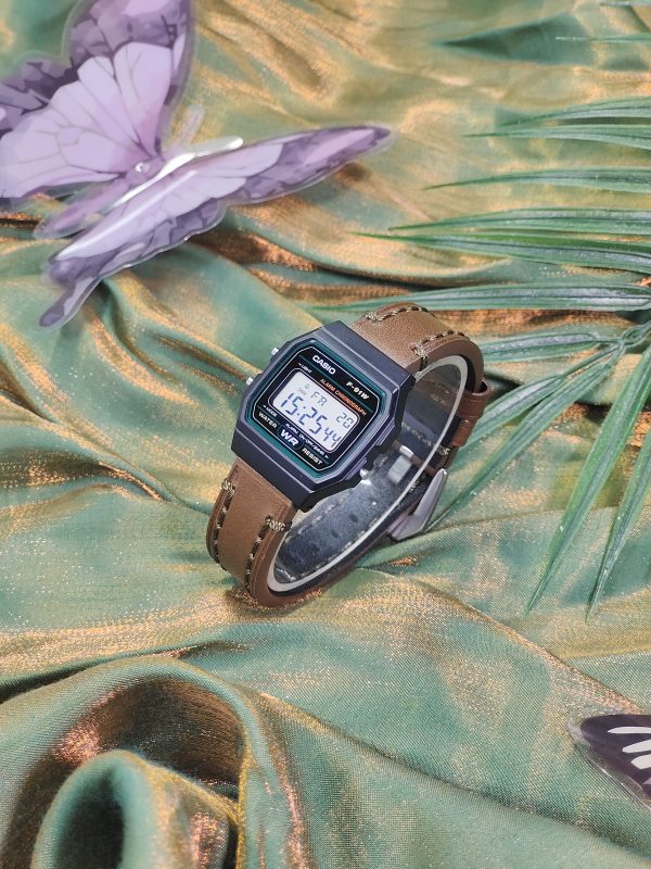 Кастомные часы Casio F-91W — Кожаный ремешок и Чёрное кольцо — фото 3
