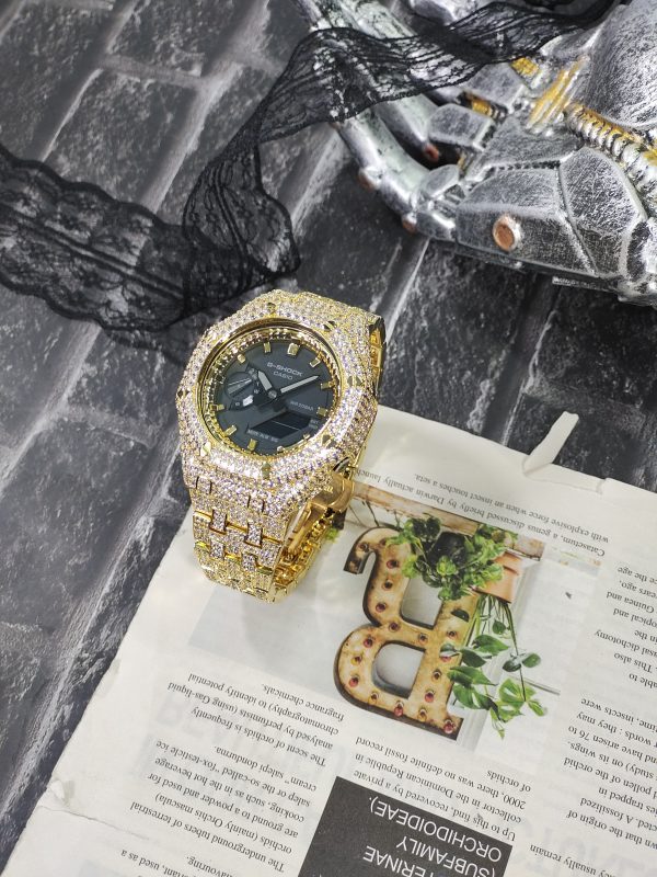 Кастомные часы Casio G-Shock GA-2100 — браслет и корпус с кристаллами — фото 2