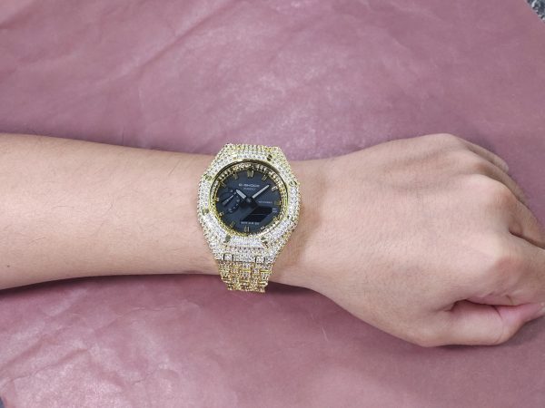 Кастомные часы Casio G-Shock GA-2100 — браслет и корпус с кристаллами — фото 5