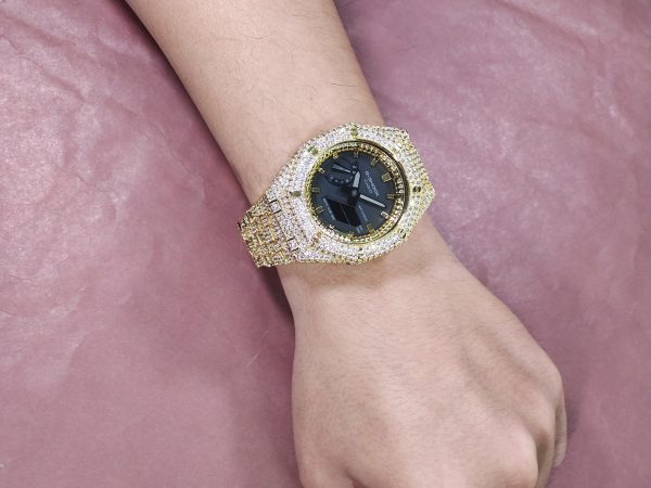 Кастомные часы Casio G-Shock GA-2100 — браслет и корпус с кристаллами — фото 6