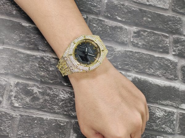 Кастомные часы Casio G-Shock GA-2100 — браслет и корпус с кристаллами — фото 8