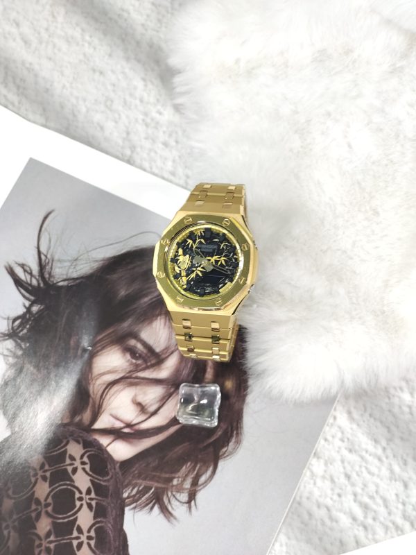 Кастомные часы Casio G-Shock GA-2100 — золотистый браслет и золотистый безель — фото 1