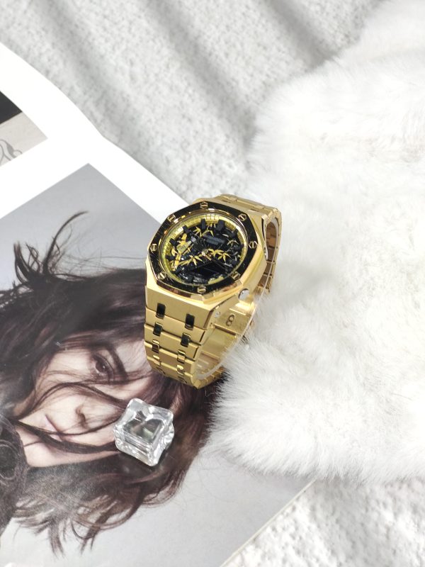 Кастомные часы Casio G-Shock GA-2100 — золотистый браслет и золотистый безель — фото 2