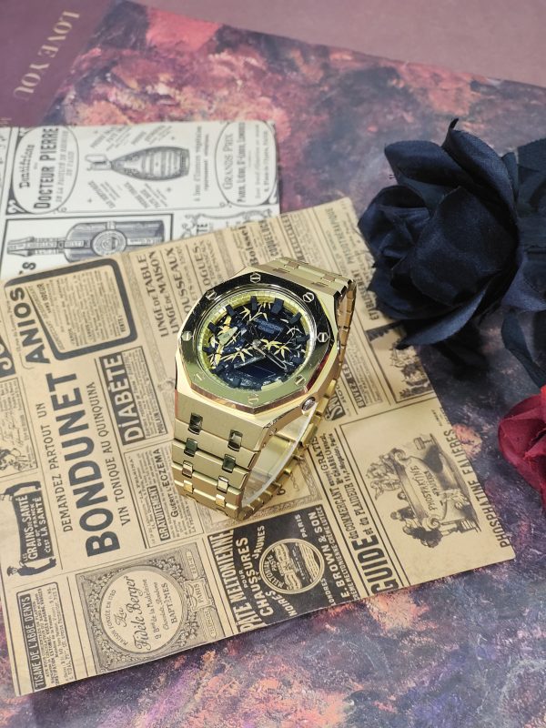 Кастомные часы Casio G-Shock GA-2100 — золотистый браслет и золотистый безель — фото 6