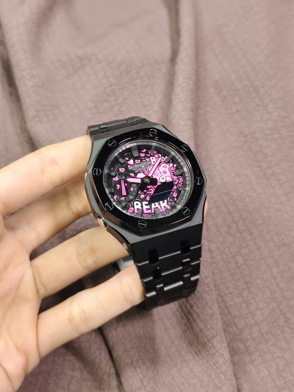 Кастомные часы Casio G-Shock GA-2100 — чёрный браслет и чёрный безель — фото 5