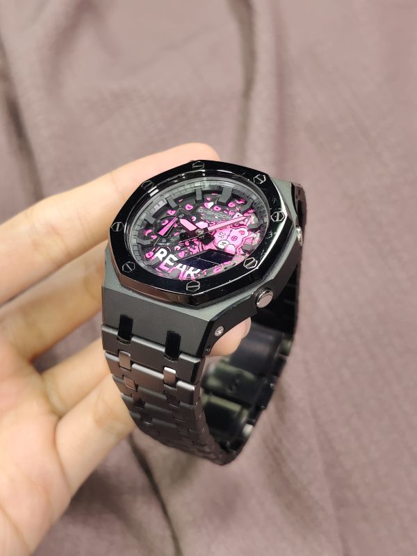 Кастомные часы Casio G-Shock GA-2100 — чёрный браслет и чёрный безель — фото 6