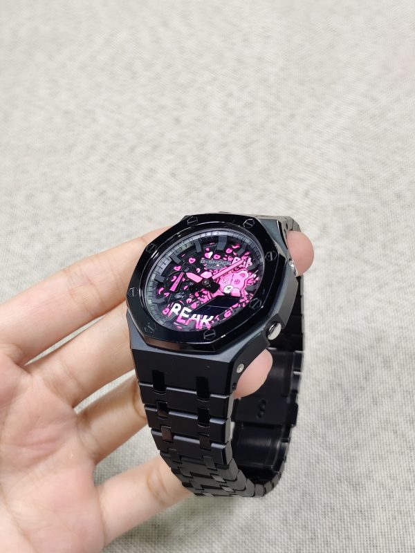 Кастомные часы Casio G-Shock GA-2100 — чёрный браслет и чёрный безель — фото 8