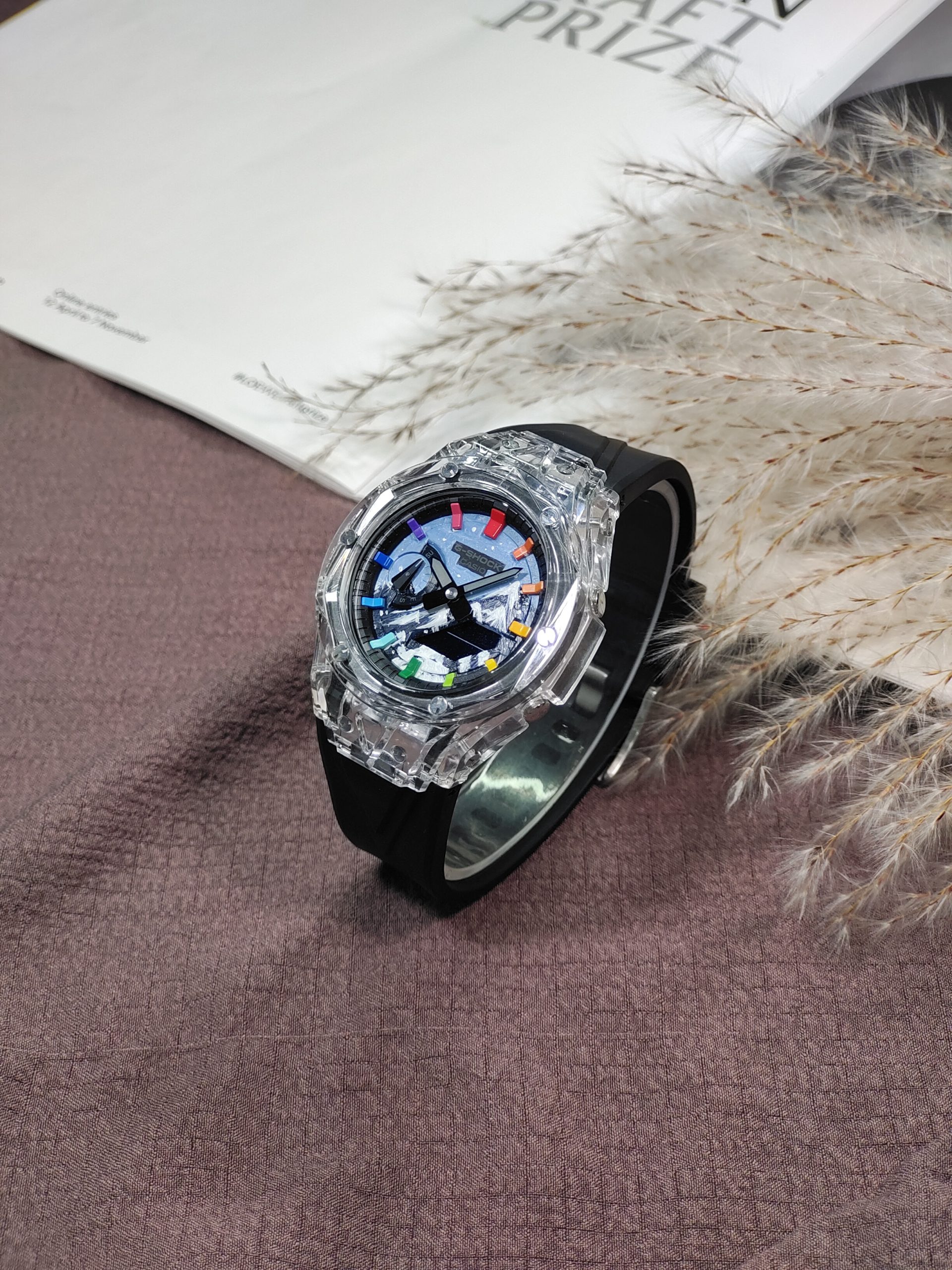 Кастомные часы CASIO GA2100 | Мод | CasiOAK Custom Кастомные часы Casio G-Shock GA-2100 — прозрачный корпус, чёрный ремешок и цветные метки