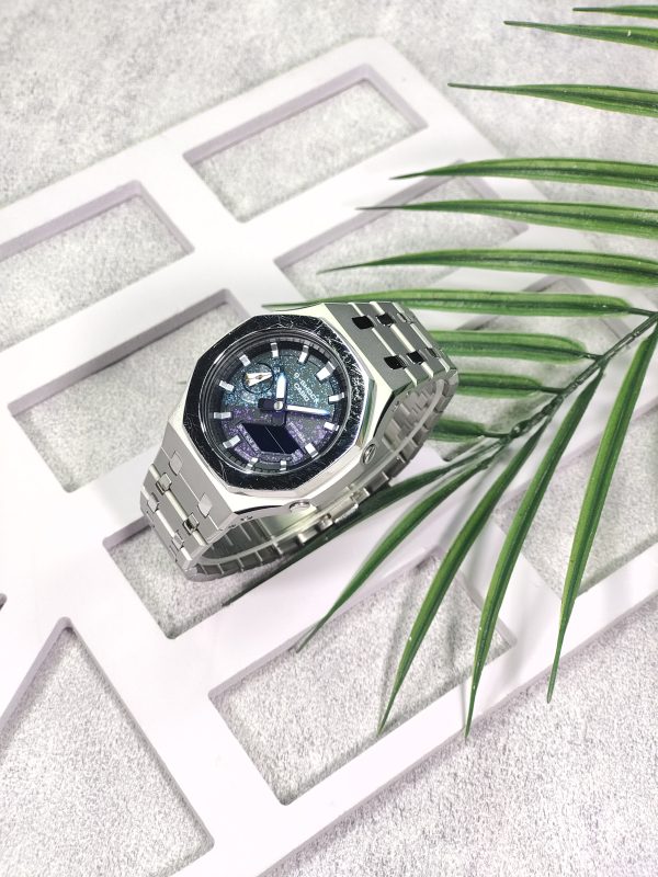 Кастомные часы Casio G-Shock GA-2100 — Чёрный фторкаучук и Чёрные кристаллы — фото 3
