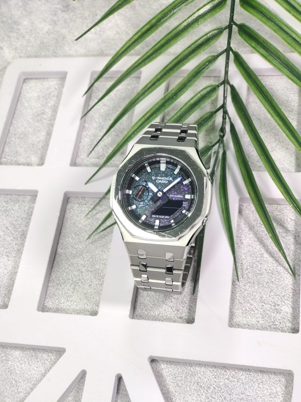 Кастомные часы Casio G-Shock GA-2100 — Чёрный фторкаучук и Чёрные кристаллы — фото 4