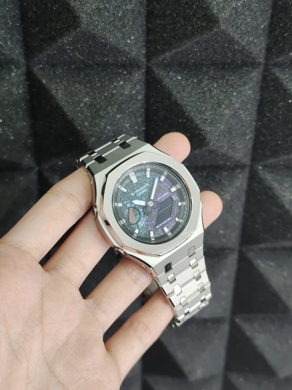 Кастомные часы Casio G-Shock GA-2100 — Чёрный фторкаучук и Чёрные кристаллы — фото 5