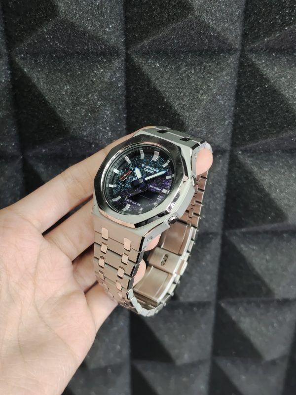 Кастомные часы Casio G-Shock GA-2100 — Чёрный фторкаучук и Чёрные кристаллы — фото 6