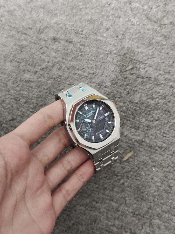 Кастомные часы Casio G-Shock GA-2100 — Чёрный фторкаучук и Чёрные кристаллы — фото 7
