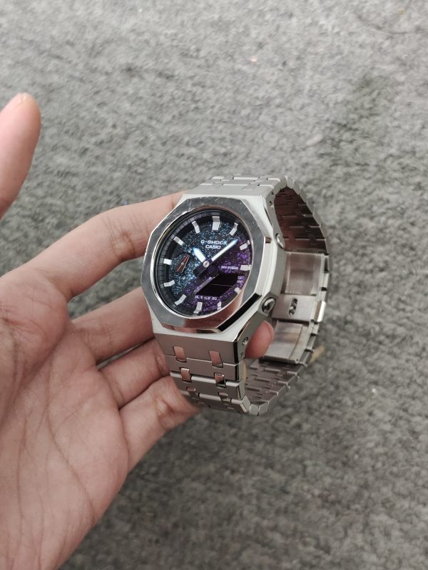 Кастомные часы Casio G-Shock GA-2100 — Чёрный фторкаучук и Чёрные кристаллы — фото 8