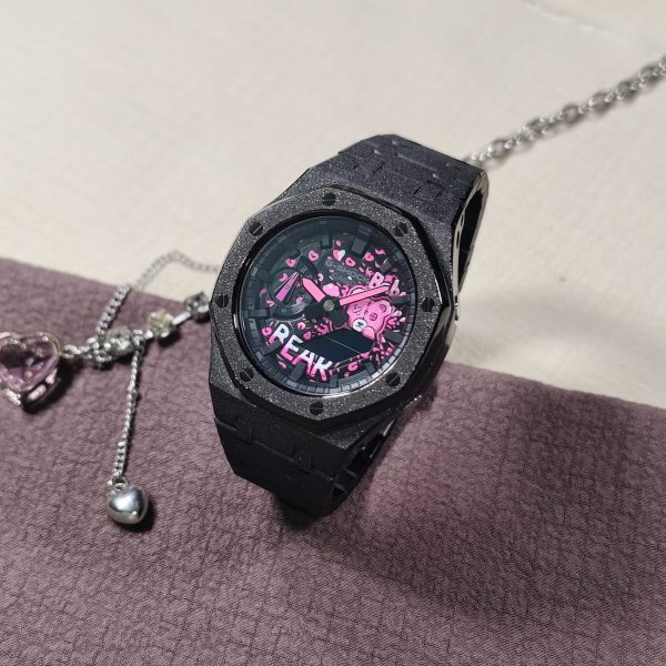 Кастомные часы Casio G-Shock Мерцающая Тьма Розовая Душа, розовые. Купить кастом G-Shock CasiOAK Custom, доставка по России