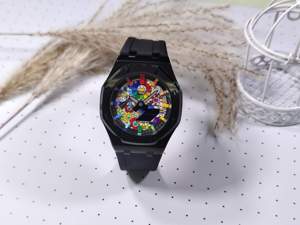 Кастомные часы Casio G-Shock Чернильный Небосвод Распускающееся Великолепие, чёрные. Купить кастом G-Shock CasiOAK Custom,...