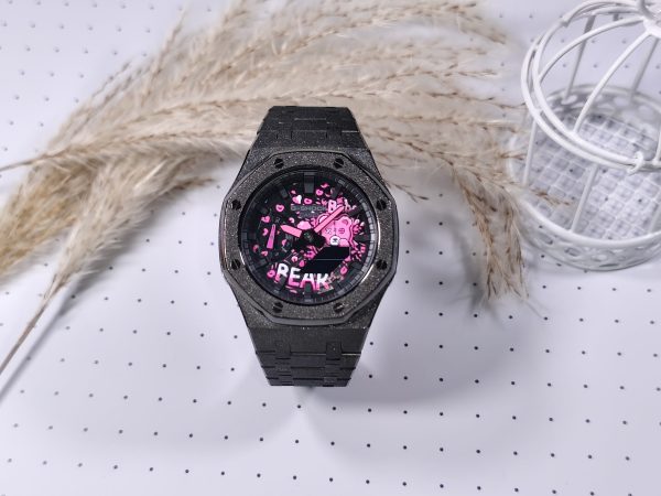Кастомные часы Casio G-Shock Мерцающая Тьма Розовая Душа, розовые, дополнительное фото. CasiOAK Custom, кастомные часы Cas...