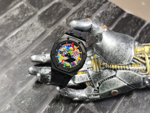 Кастомные часы Casio G-Shock Чернильный Небосвод Распускающееся Великолепие, чёрные, дополнительное фото. CasiOAK Custom, ...