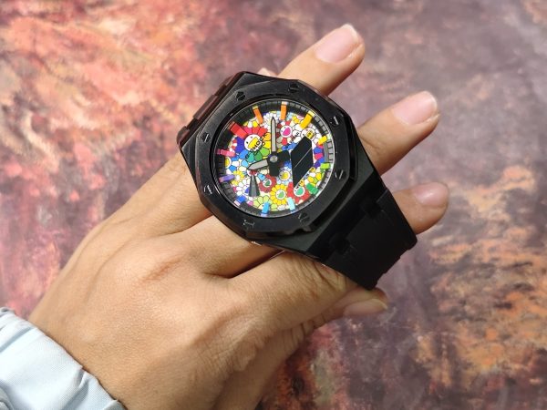 Кастомные часы Casio G-Shock Чернильный Небосвод Распускающееся Великолепие, чёрные, дополнительное фото. CasiOAK Custom, ...