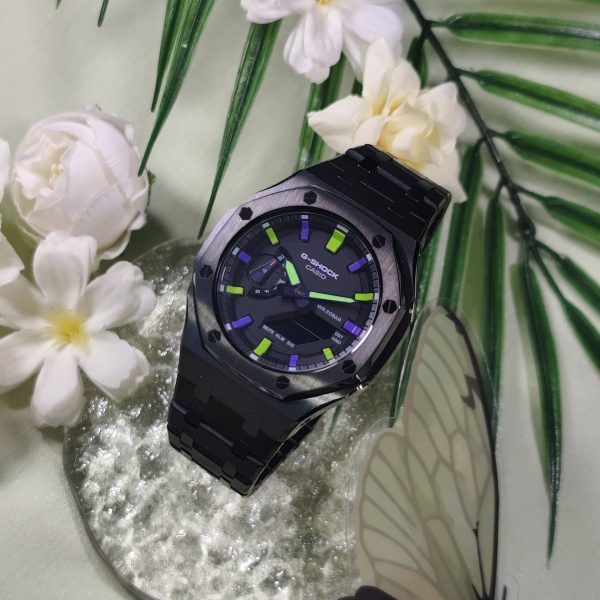 Кастомные часы Casio G-Shock Тёмная Неоновая Экспансия Света. Купить кастом G-Shock CasiOAK Custom, доставка по России