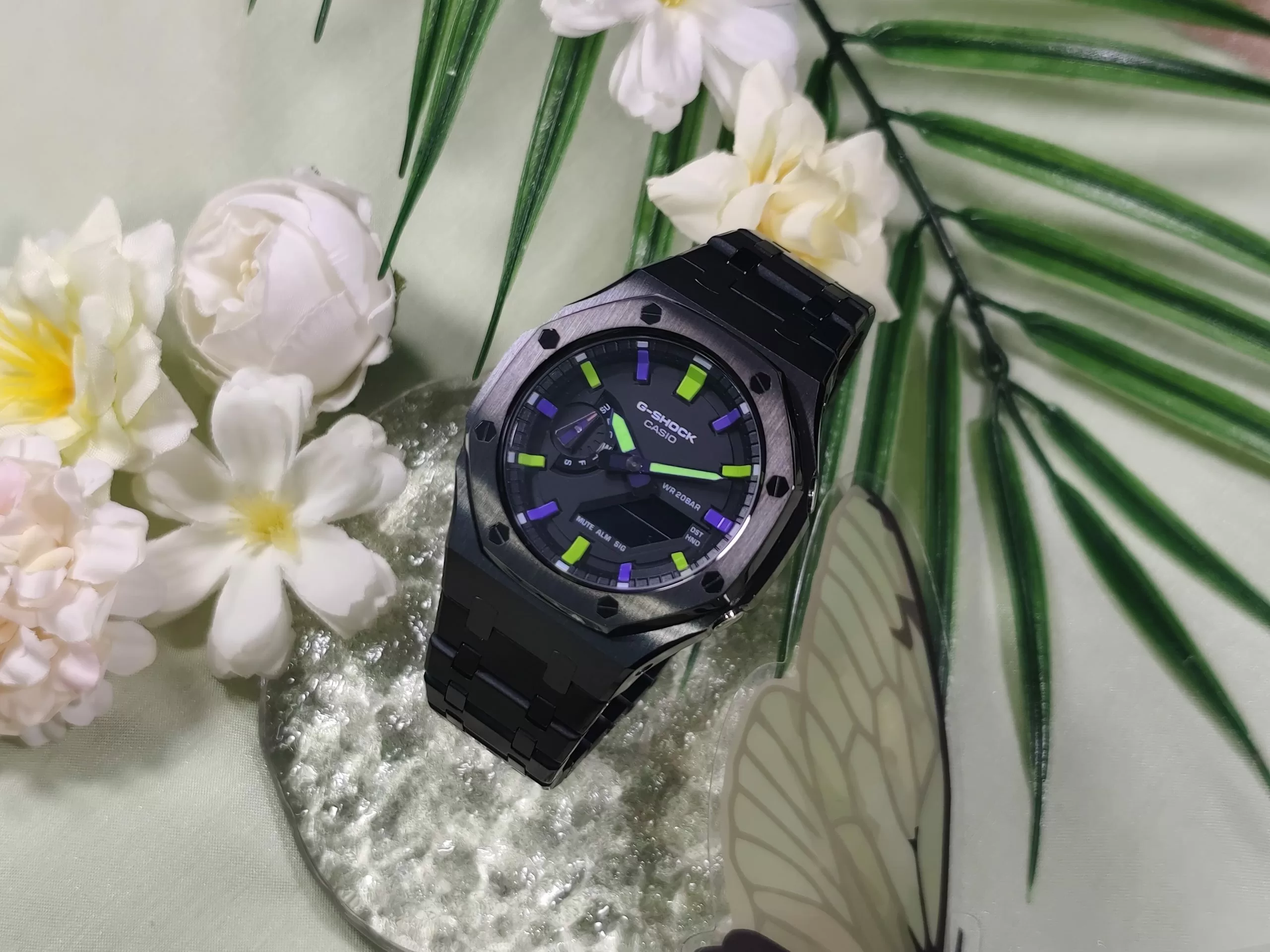 Кастомные часы Casio G-Shock Тёмная Неоновая Экспансия Света. Купить кастом G-Shock CasiOAK Custom, доставка по России