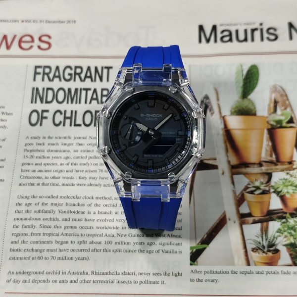 Кастомные часы Casio G-Shock Прозрачная Глубина Лазурного Ритма, лазурные. Купить кастом G-Shock CasiOAK Custom, доставка ...