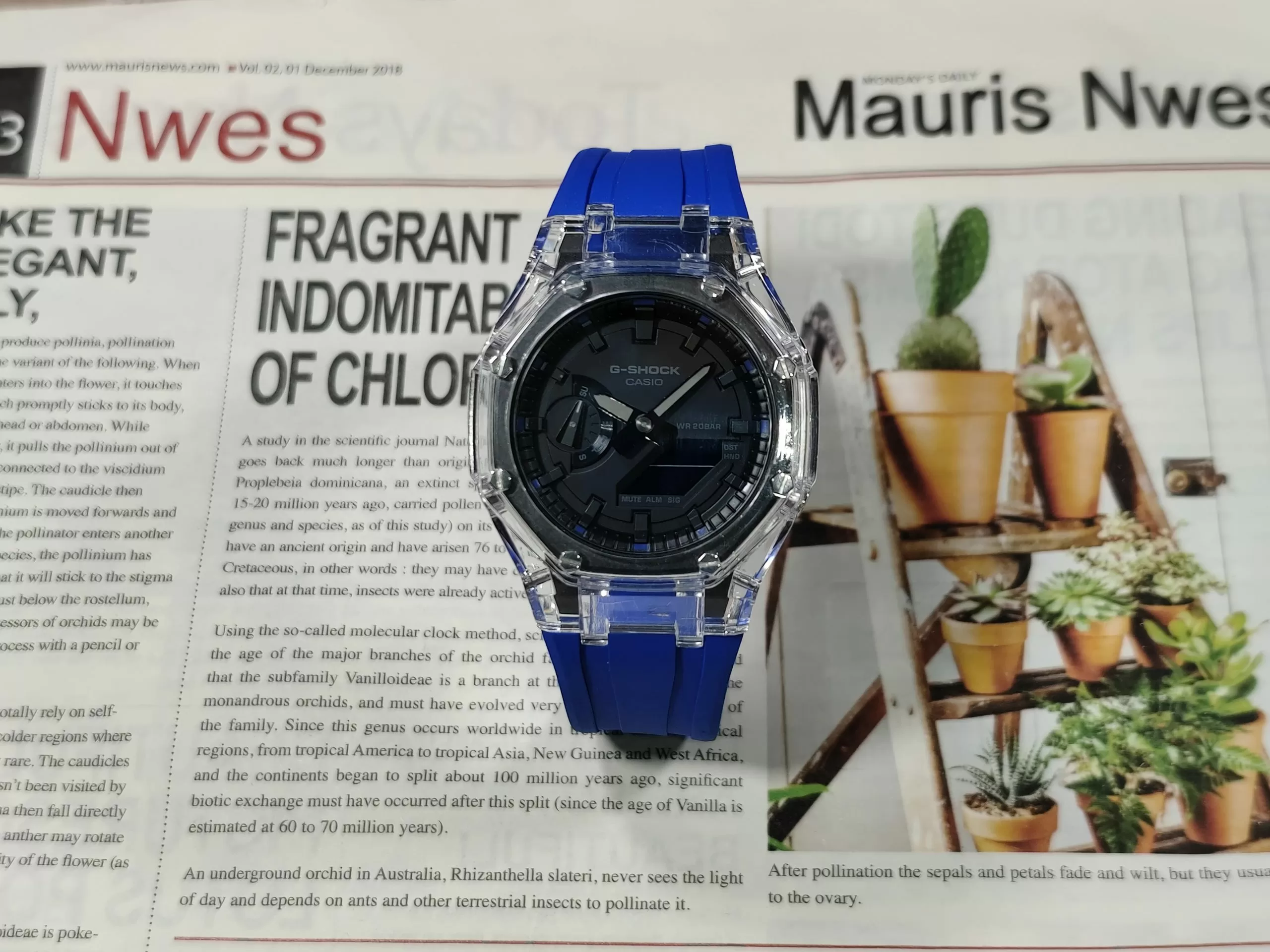 Кастомные часы Casio G-Shock Прозрачная Глубина Лазурного Ритма, лазурные. Купить кастом G-Shock CasiOAK Custom, доставка ...