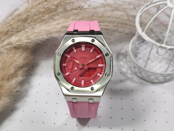 Кастомные часы Casio G-Shock Алый Рассвет Утренней Тени, алые, дополнительное фото. CasiOAK Custom, кастомные часы Casio р...