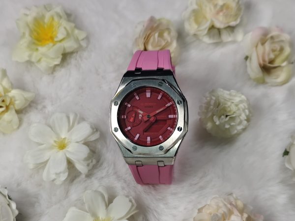 Кастомные часы Casio G-Shock Алый Рассвет Утренней Тени, алые, дополнительное фото. CasiOAK Custom, кастомные часы Casio р...