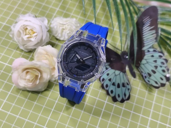 Кастомные часы Casio G-Shock Прозрачная Глубина Лазурного Ритма, лазурные, дополнительное фото. CasiOAK Custom, кастомные ...