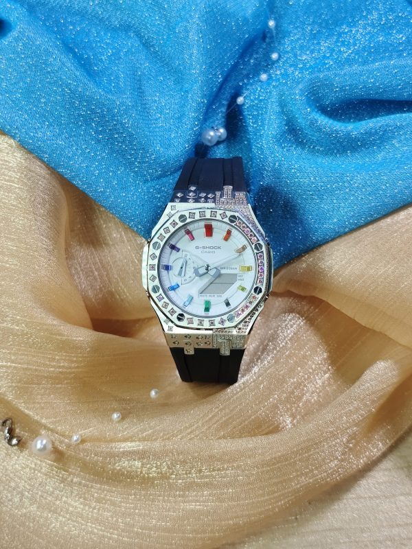Кастомные часы Casio G-Shock Разноцветный Алмаз Стальная Волна, стальные, дополнительное фото. CasiOAK Custom, кастомные ч...