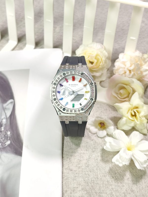 Кастомные часы Casio G-Shock Разноцветный Алмаз Стальная Волна, стальные, дополнительное фото. CasiOAK Custom, кастомные ч...