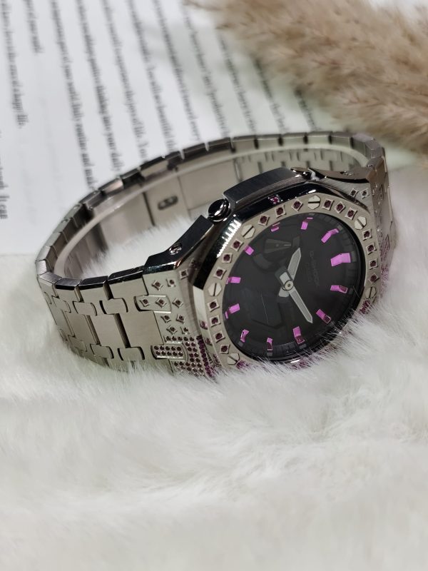 Кастомные часы Casio G-Shock Розовая Радуга Стальная Душа, стальные, дополнительное фото. CasiOAK Custom, кастомные часы C...