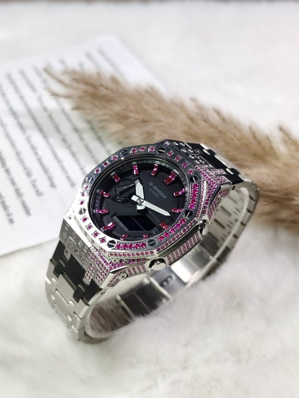 Кастомные часы Casio G-Shock Розовая Радуга Стальная Душа, стальные, дополнительное фото. CasiOAK Custom, кастомные часы C...