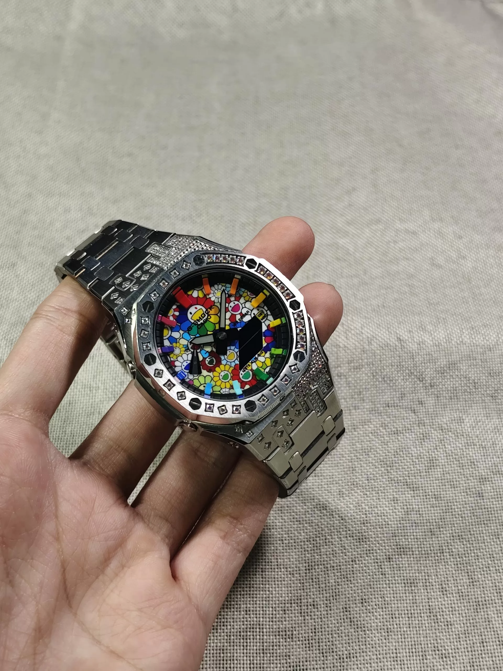 Кастомные часы Casio G-Shock Сверкающая Орбита Цветочный Указ. Купить кастом G-Shock CasiOAK Custom, доставка по России