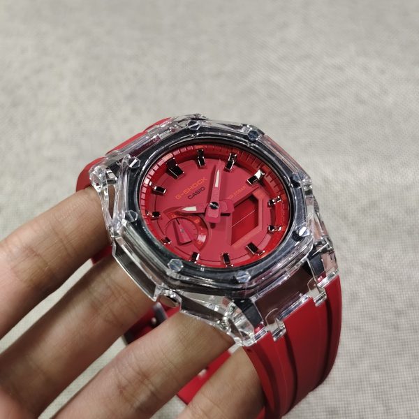 Кастомные часы Casio G-Shock Алая Душа Кристальный Панцирь, стальные. Купить кастом G-Shock CasiOAK Custom, доставка по Ро...